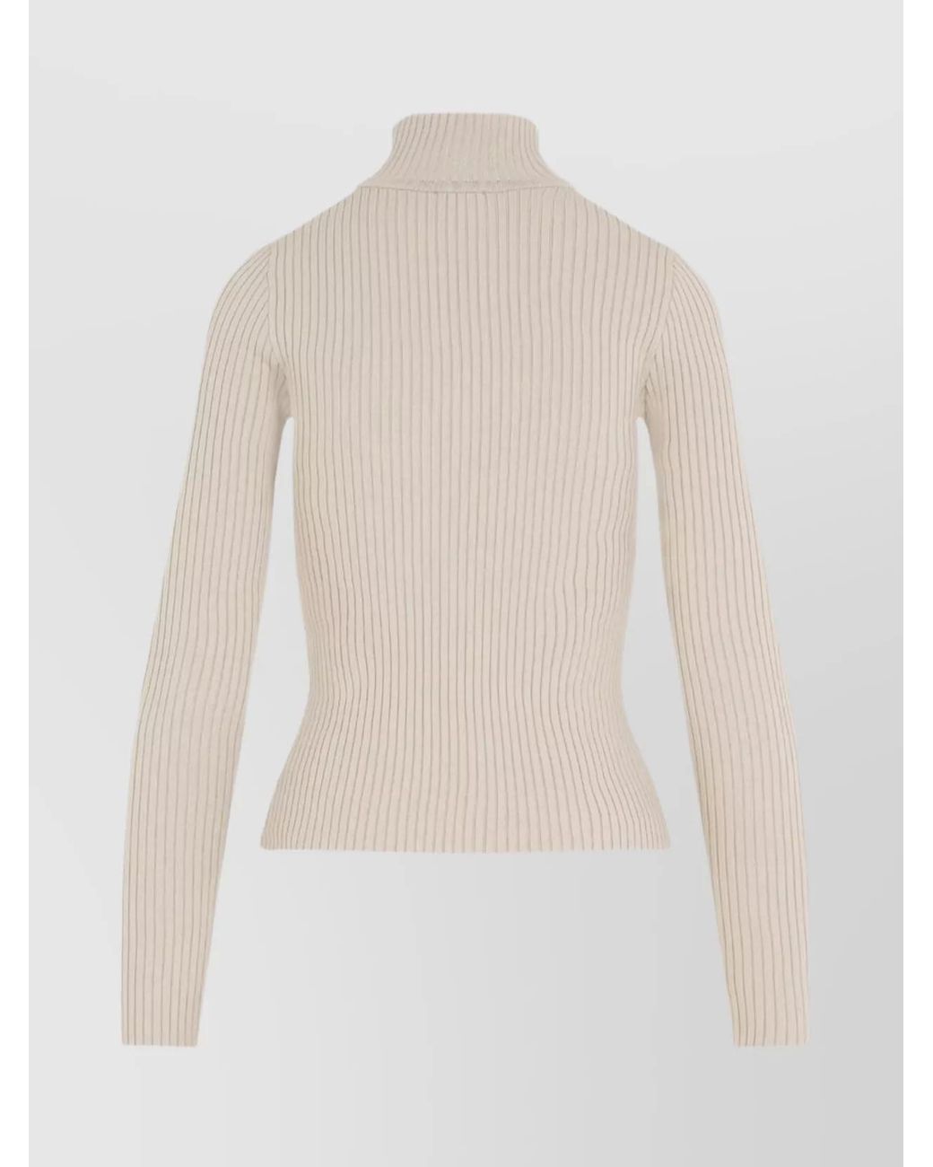 Courreges White Ribbed Slim-Fit Mock-Neck Jumper