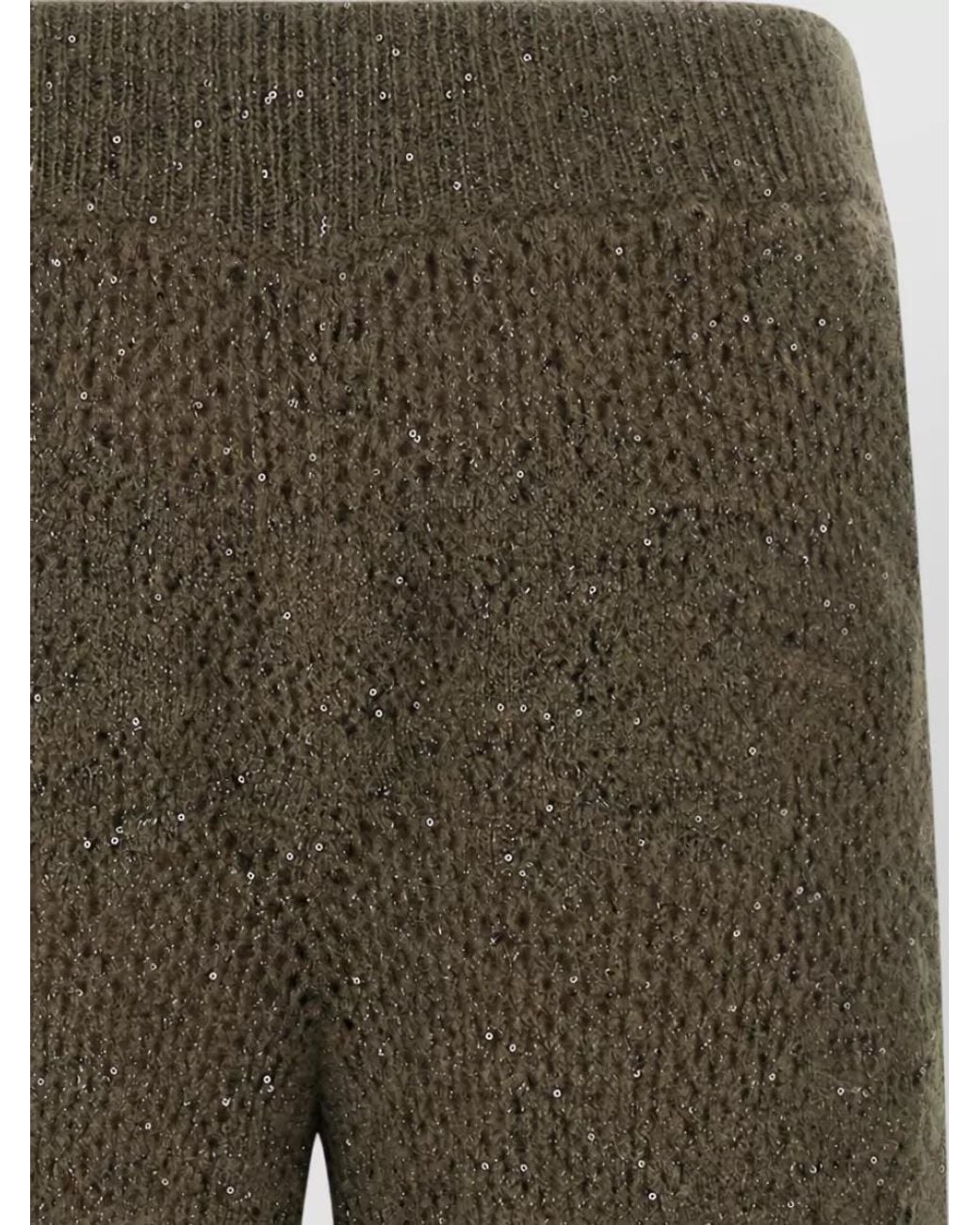 Brunello Cucinelli Green Mohair Wool Wide-Leg Lace Trousers