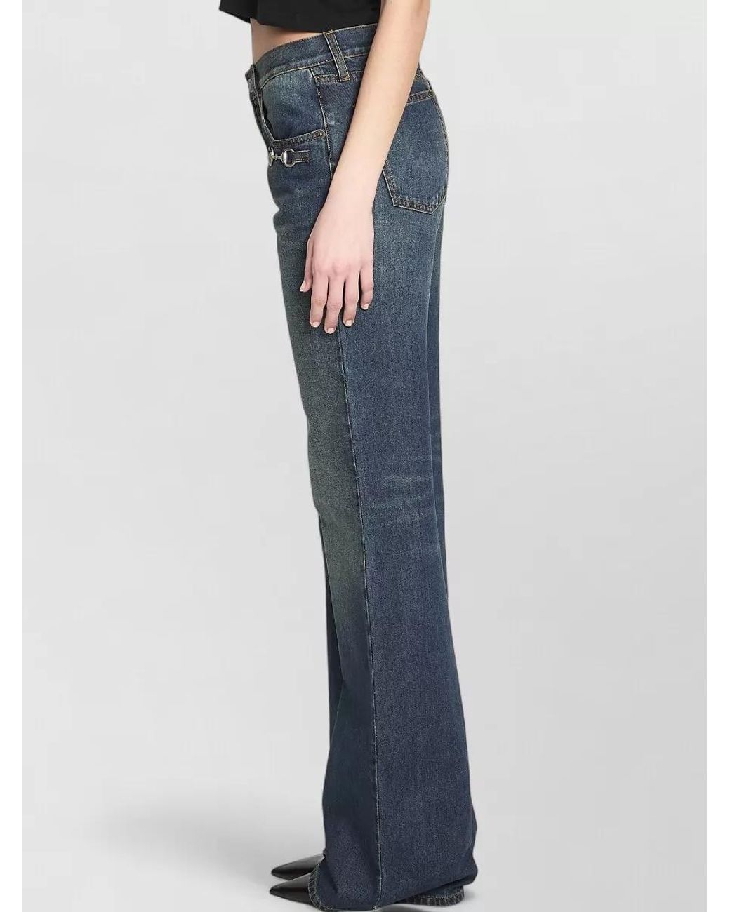 Gucci Blue Cotton Denim Low-Rise Straight-Leg Jeans
