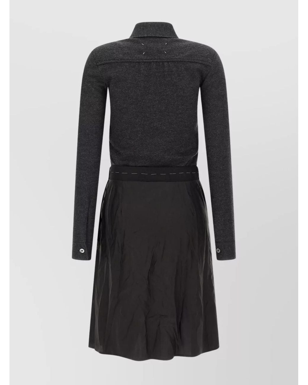 Maison Margiela Black Virgin Wool Shirt Midi Dress