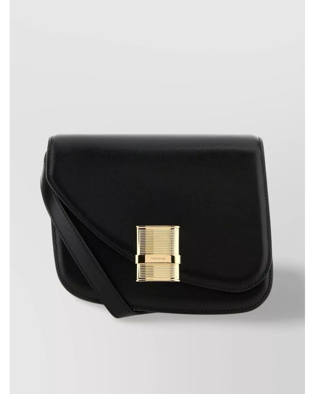 Ferragamo Black Gancini Leather Crossbody Bag