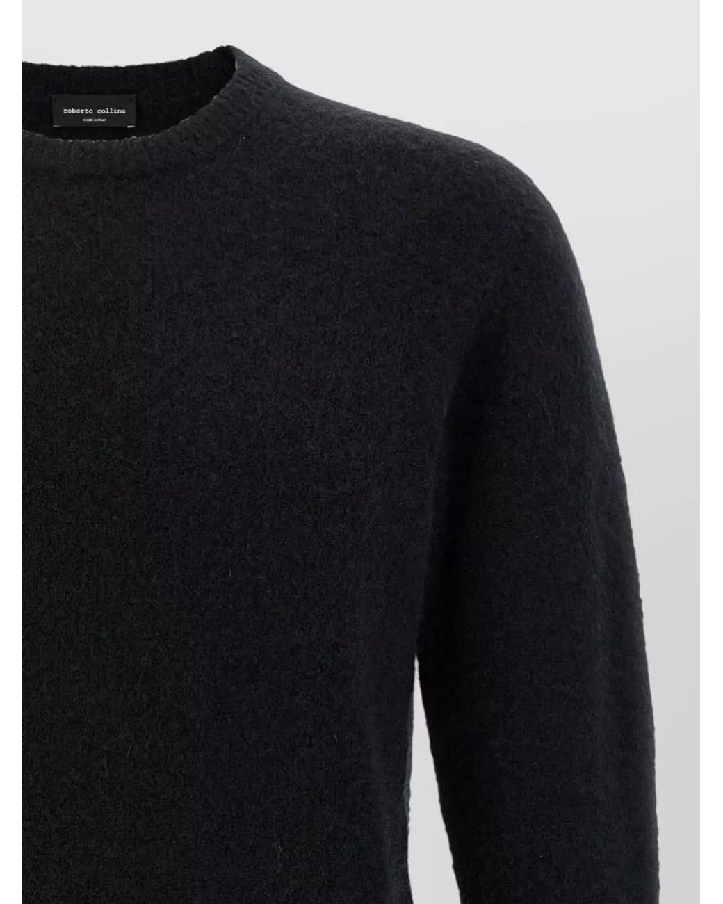 Roberto Collina Blue Cashmere Silk Ribbed Crewneck Sweater for men