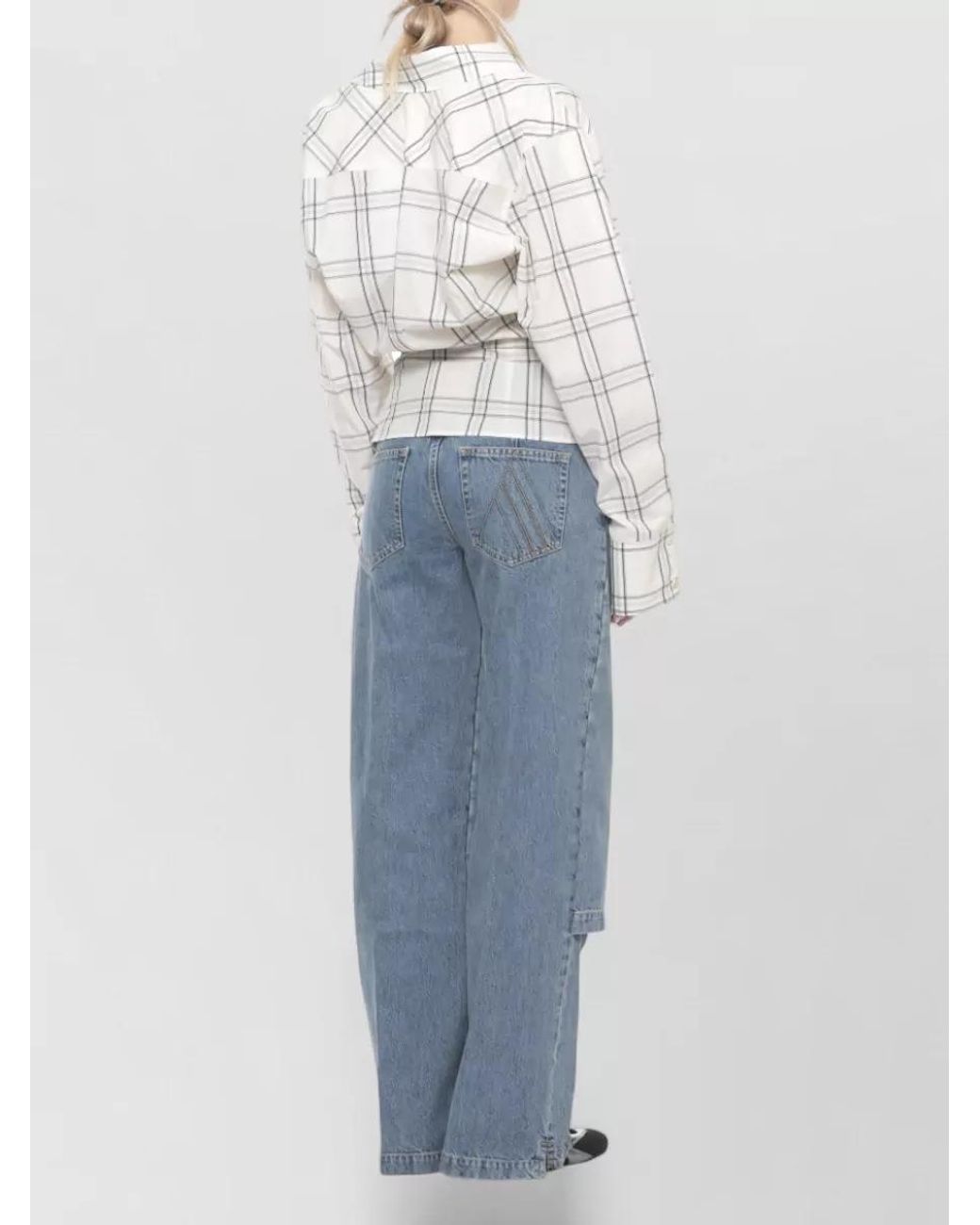 The Attico Natural Checked Oversized Cotton Shirt