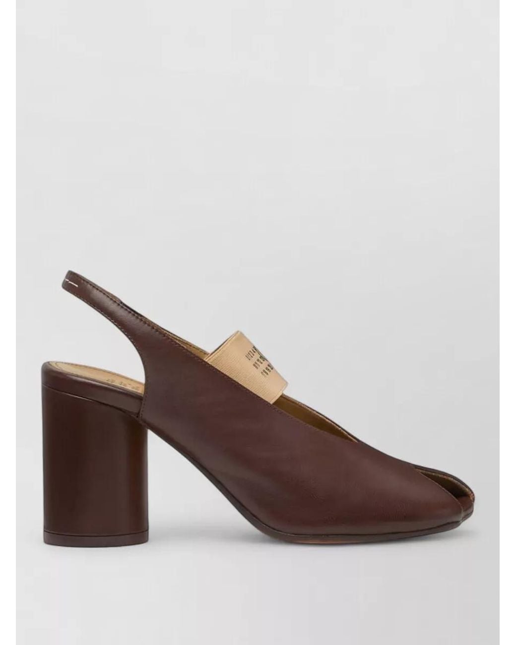MM6 by Maison Margiela Brown Leather Block Heel Slingback Sandals