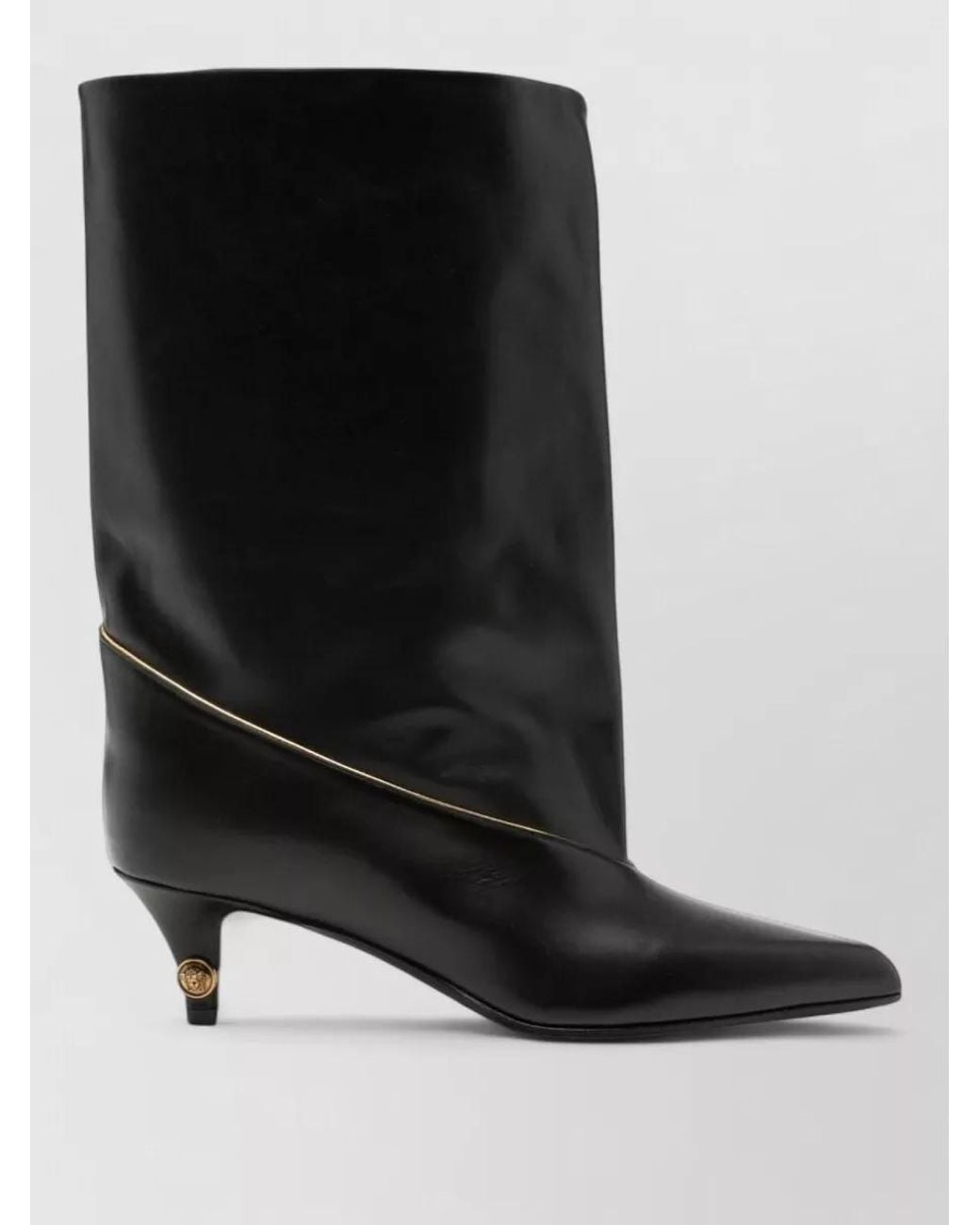 Versace Black Leather Heel Boots