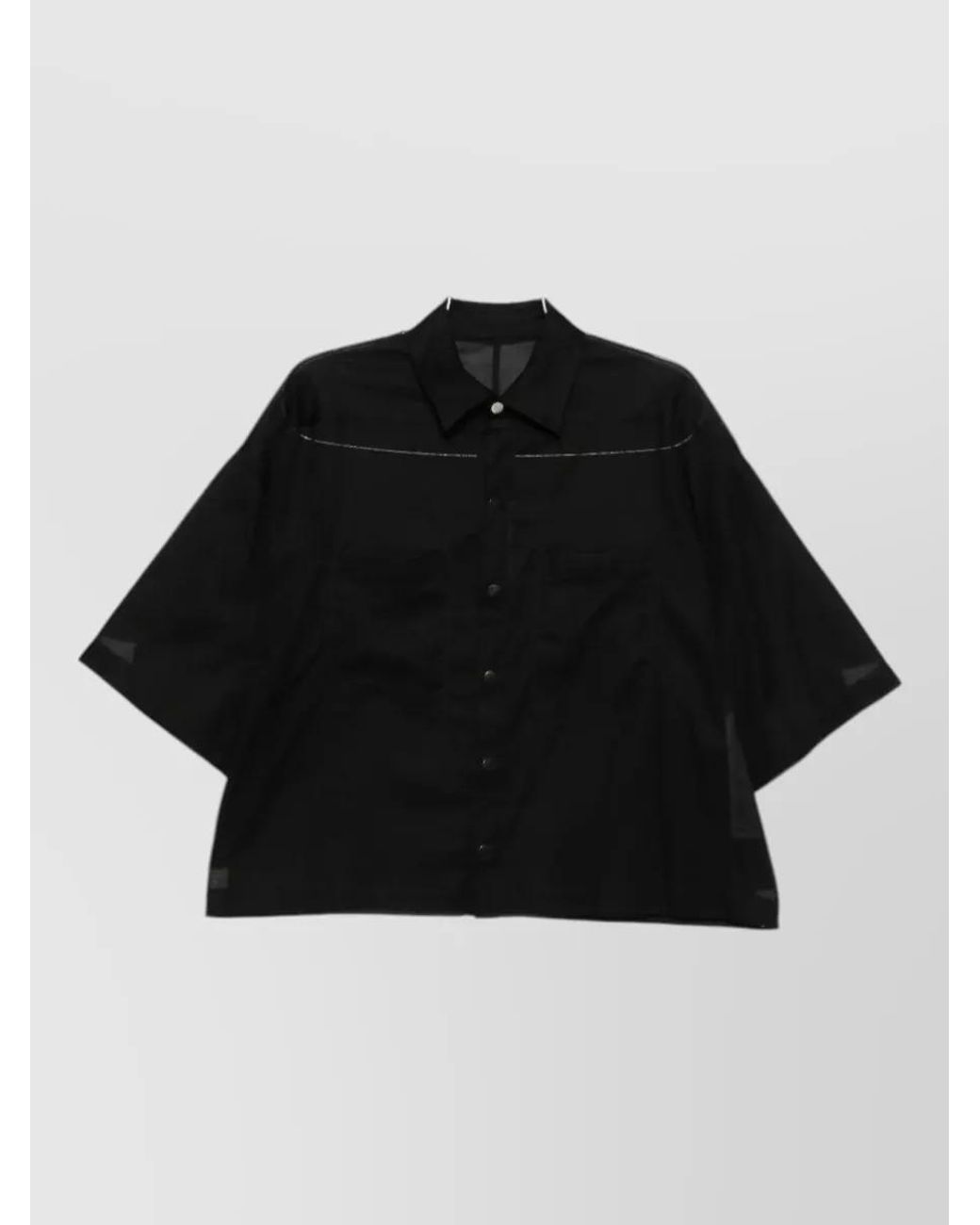 Rick Owens Black Cotton Short-Sleeve Shirt