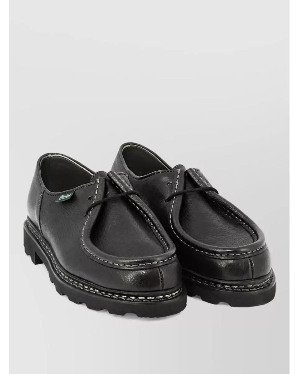 Paraboot Black Grained Leather Lace-Up Derby Shoes for men