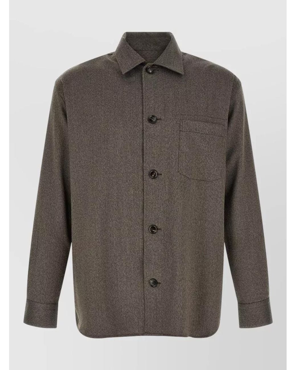 Brioni Gray Wool Relaxed-Fit Shirt Jacket for men