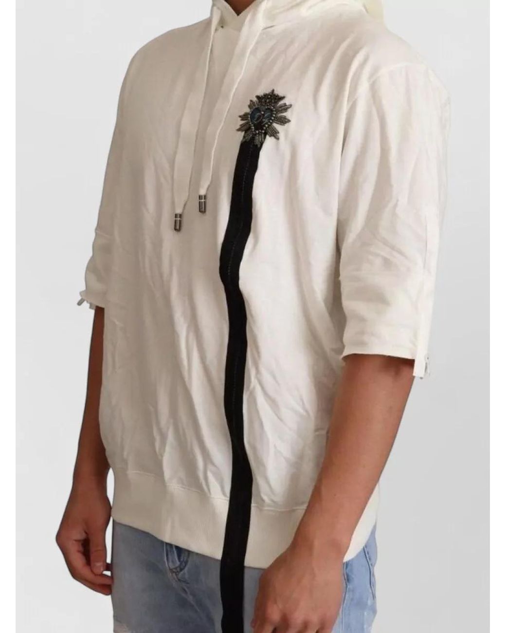 Dolce & Gabbana Natural Cotton Short-Sleeve Hooded T-Shirt for men