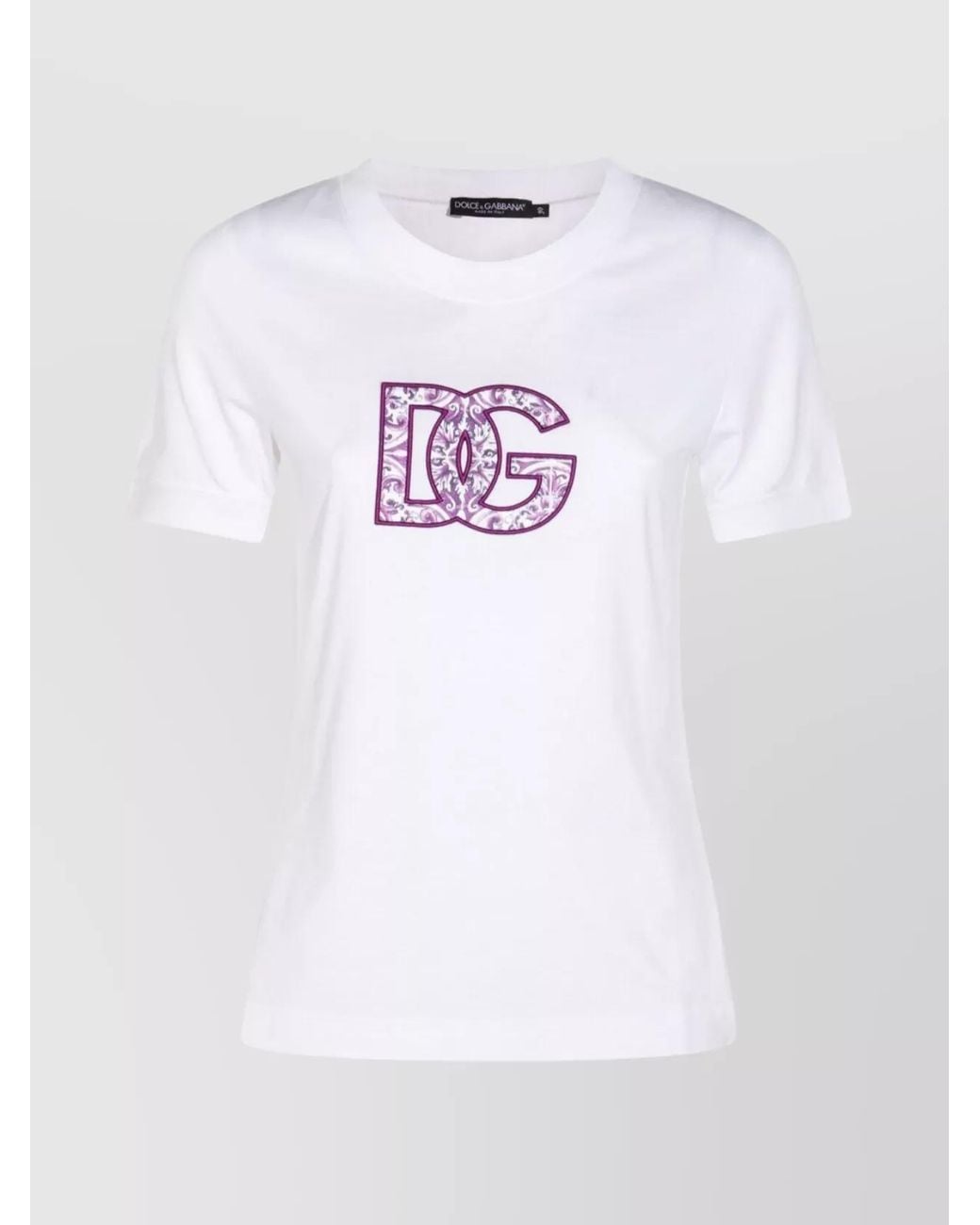 Dolce & Gabbana White Cotton Logo Patch T-Shirt