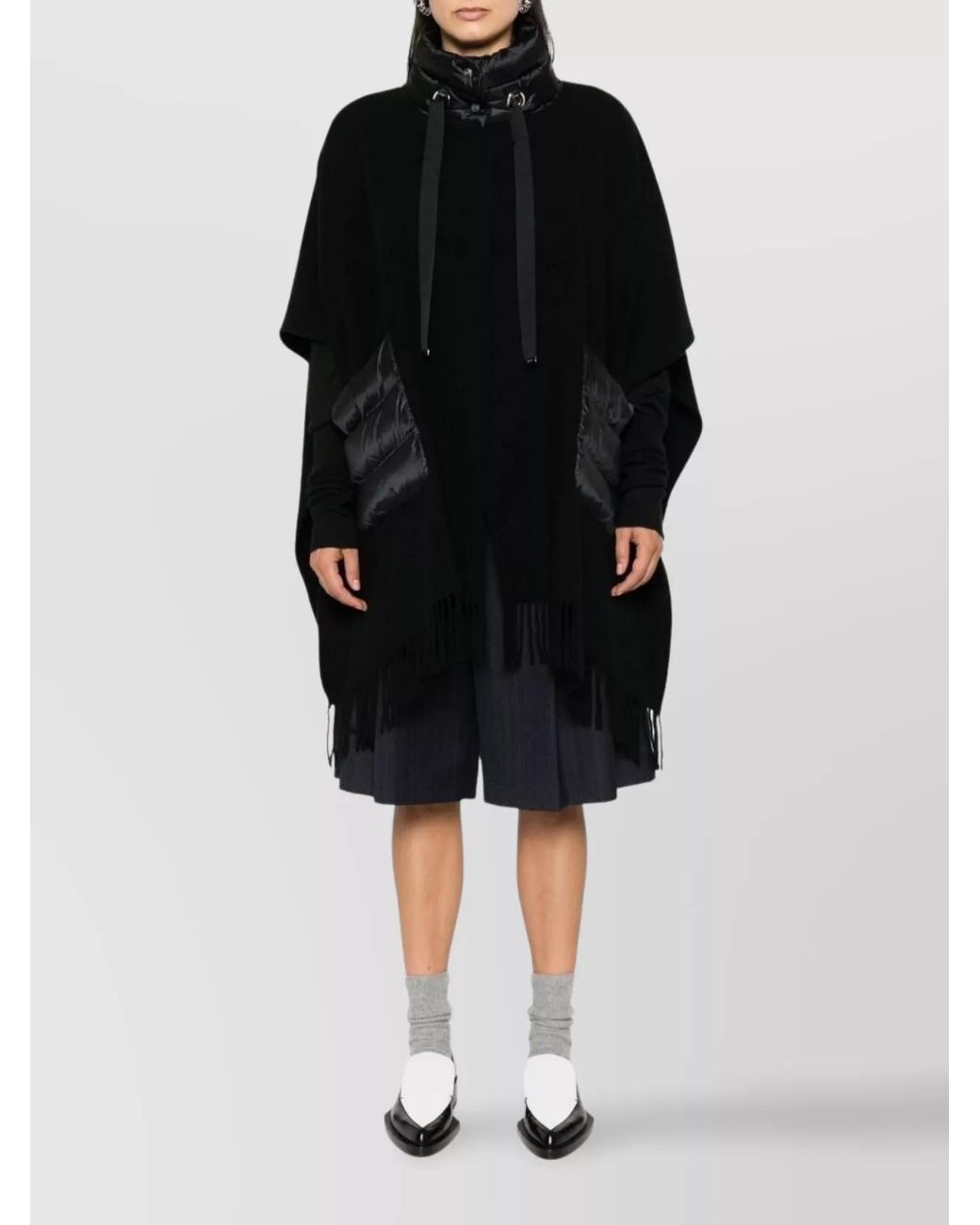 Herno Black Wool And Nylon Cape
