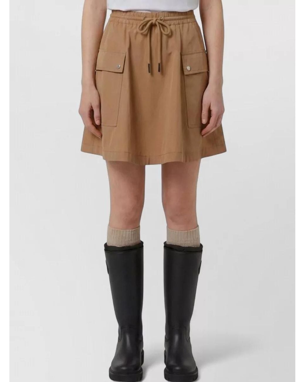 Moncler Natural Mid-Rise A-Line Mini Skirt