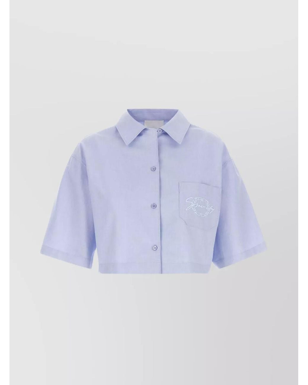 Givenchy Purple Cropped Short Sleeve Cotton Shirt