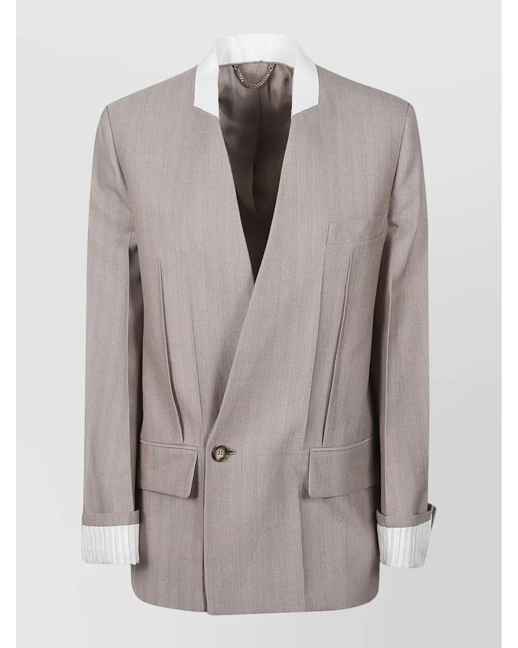 Victoria Beckham Gray Collarless Suit Jacket