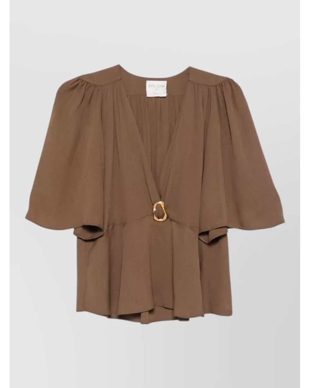 Forte_forte Brown Crepe-Texture V-Neck Cape-Sleeve Maxi Dress