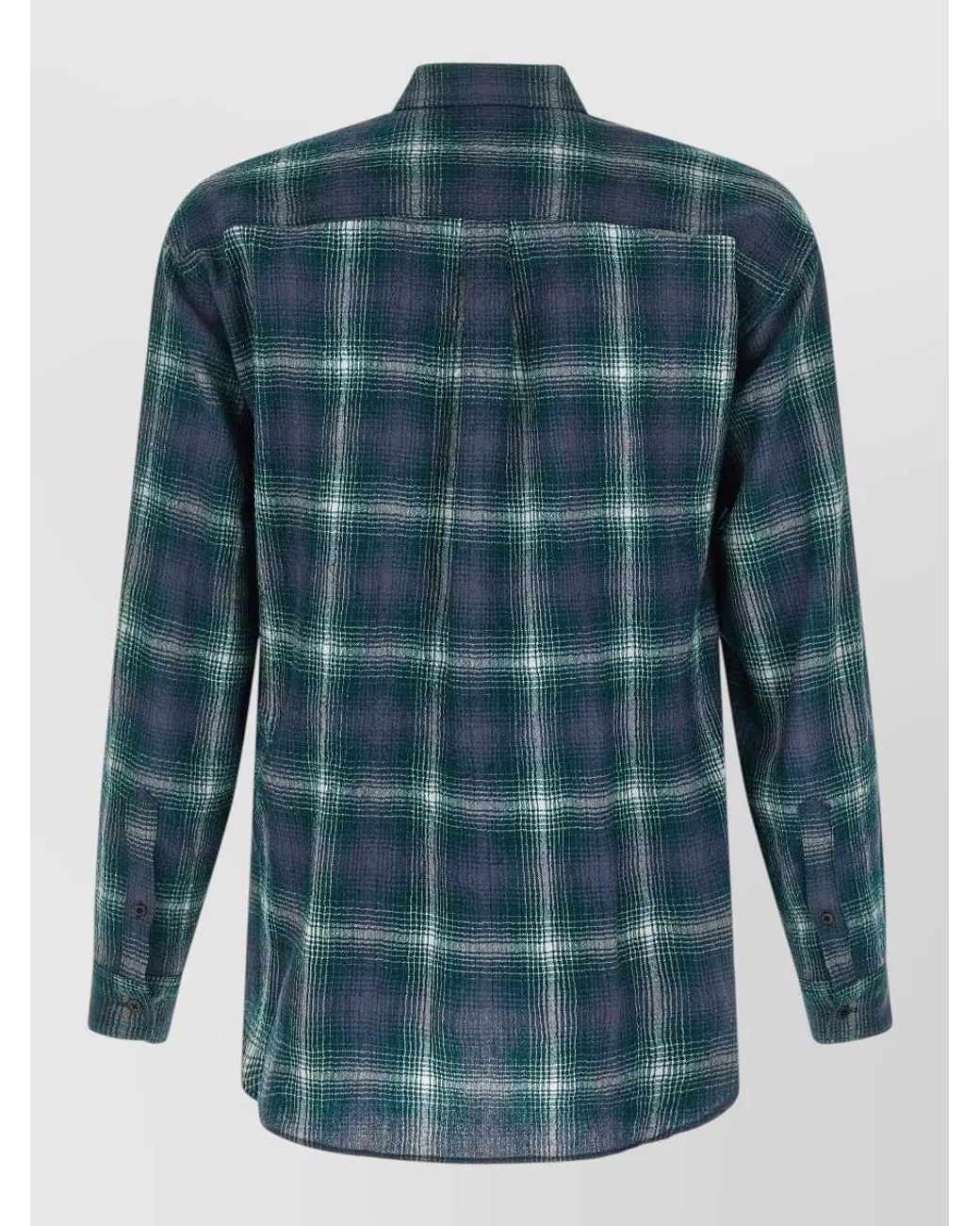 Auralee Blue Wool Check Shirt for men