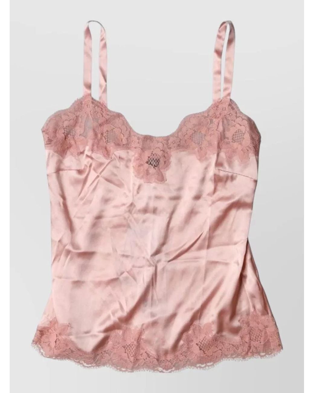 Dolce & Gabbana Pink Silk Floral Lace Lingerie Top
