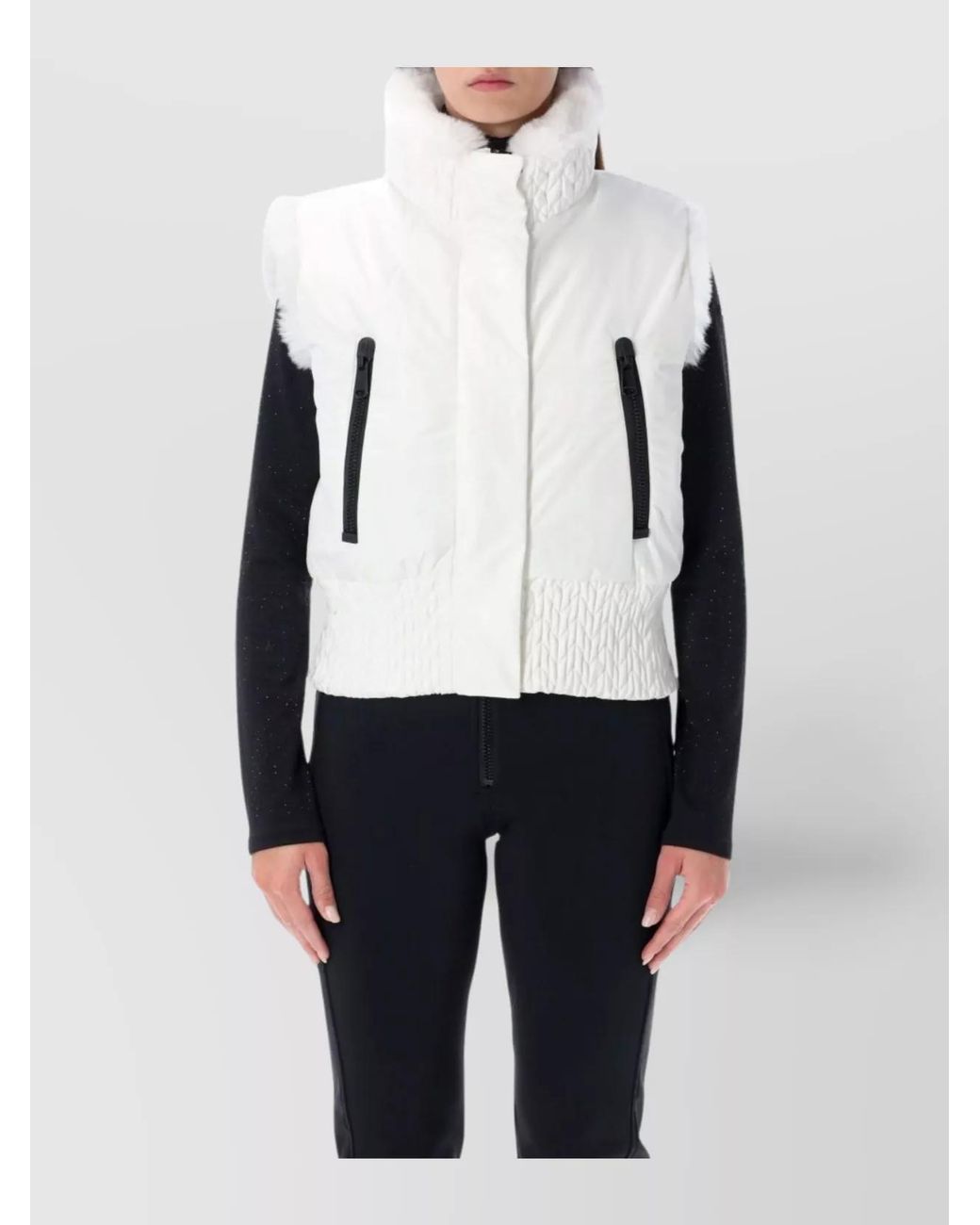 Goldbergh White Reversible Quilted Faux Fur Vest