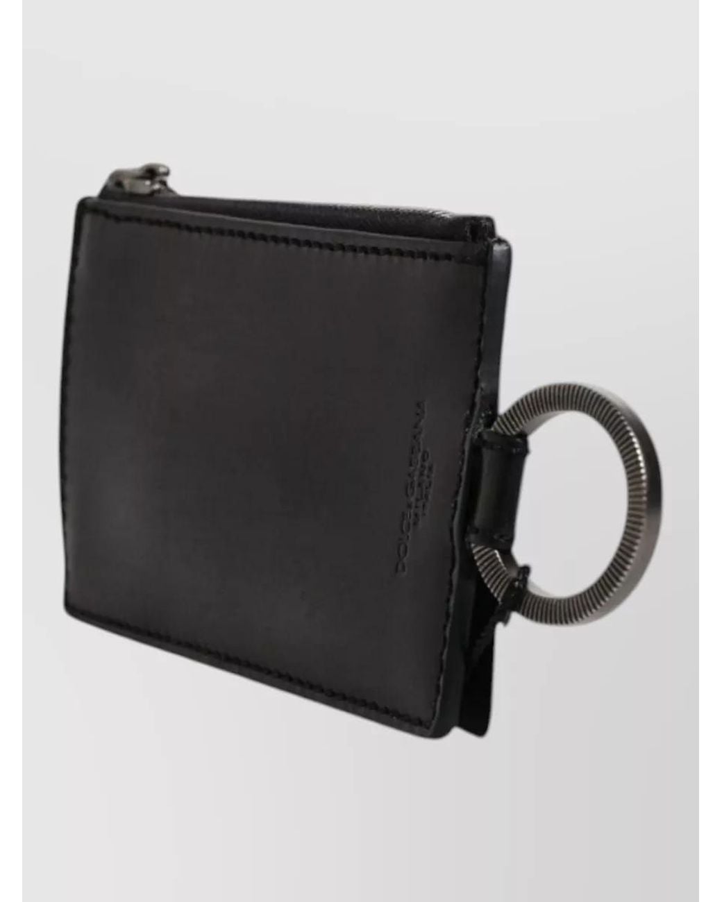 Dolce & Gabbana Black Leather Lanyard Card Holder for men