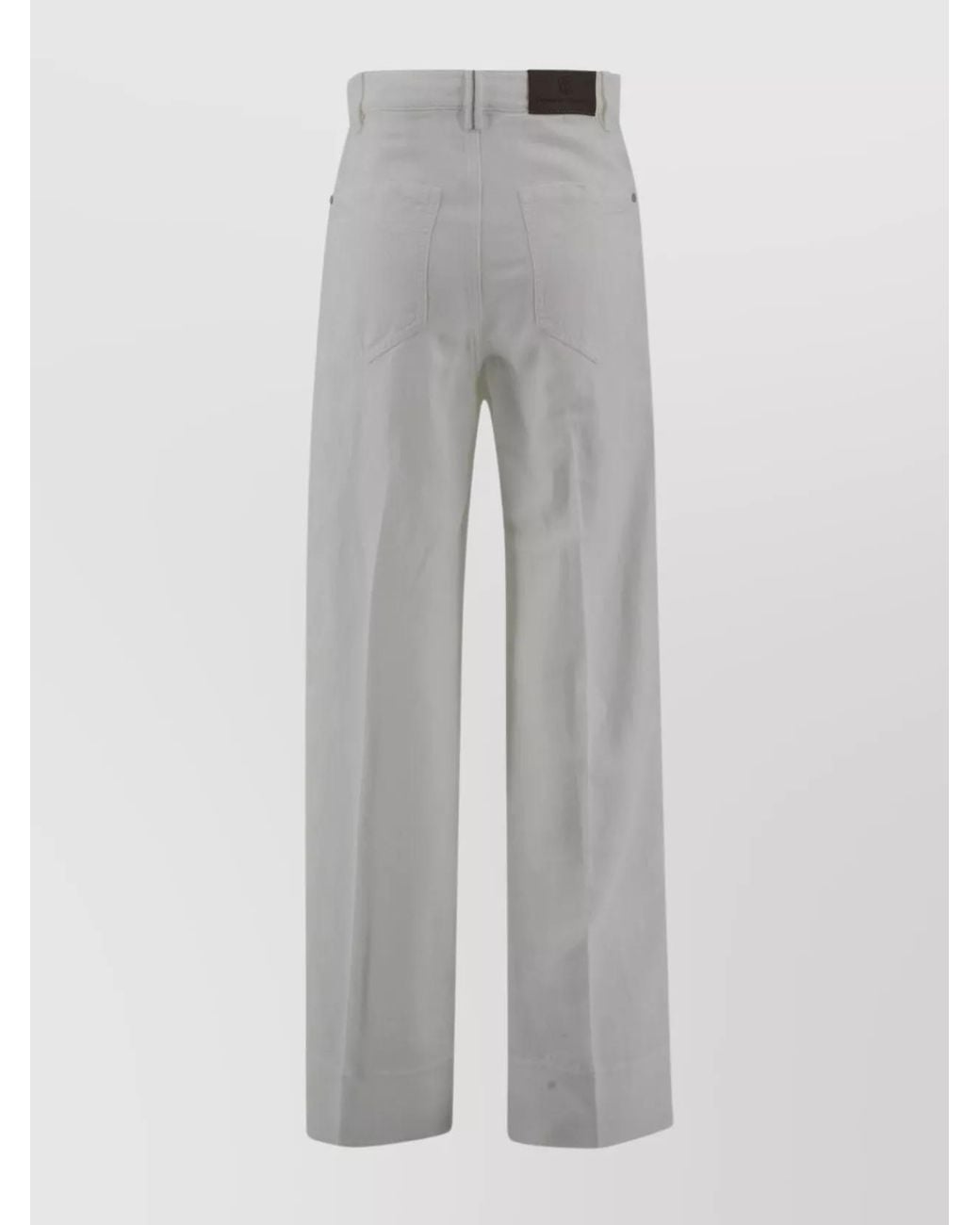 Brunello Cucinelli Gray Cotton Linen Mid-Rise Wide-Leg Jeans