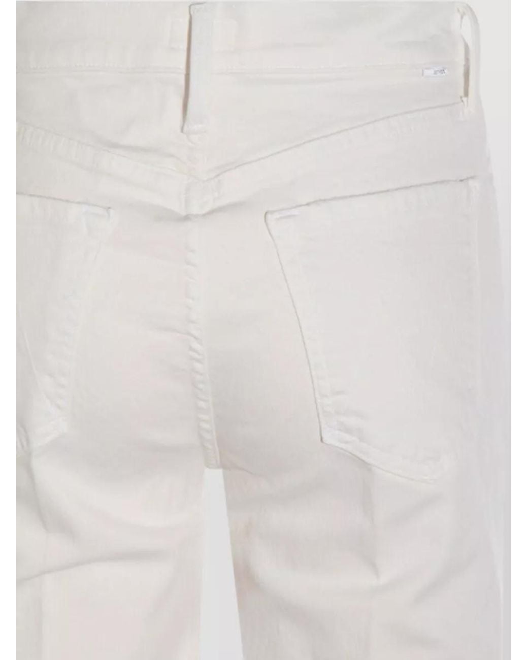 Mother White Straight Leg Trousers Belt Loops Pockets