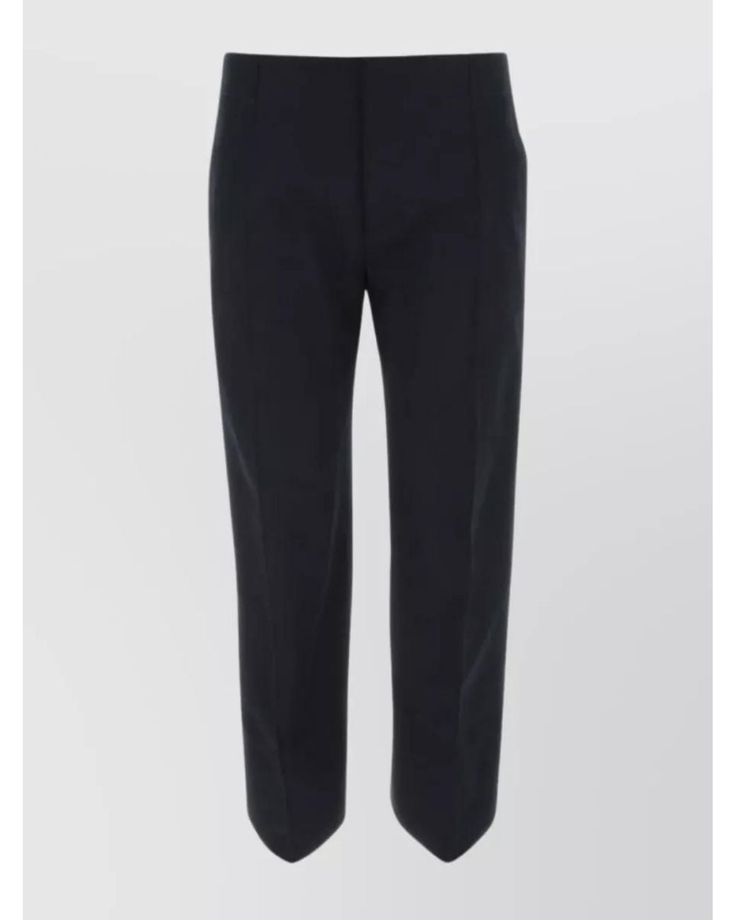 Bottega Veneta Blue Cotton Cropped Pleated Trousers