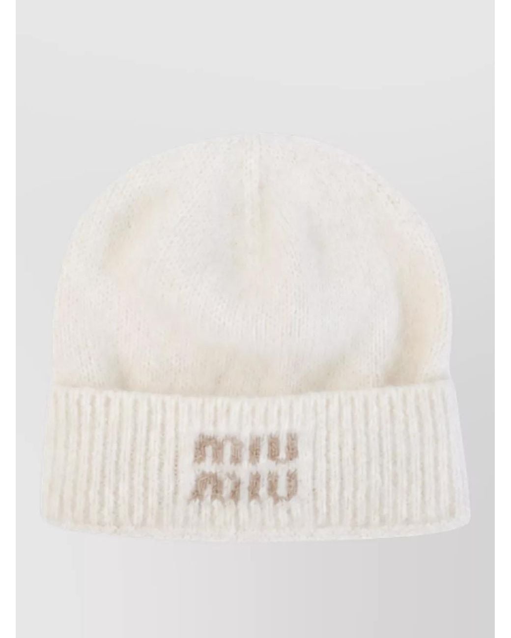 Miu Miu Natural Ribbed Beanie