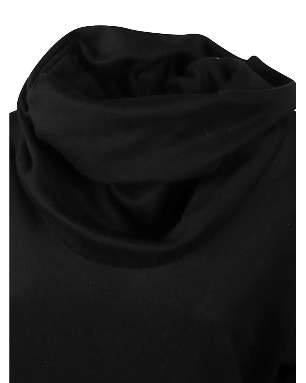 7 For All Mankind Black Wool Ruched High Neck Dress