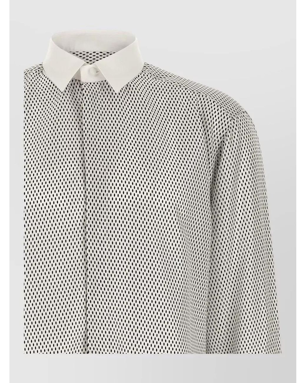 Tom Ford Gray Silk Printed Contrast-Collar Shirt for men