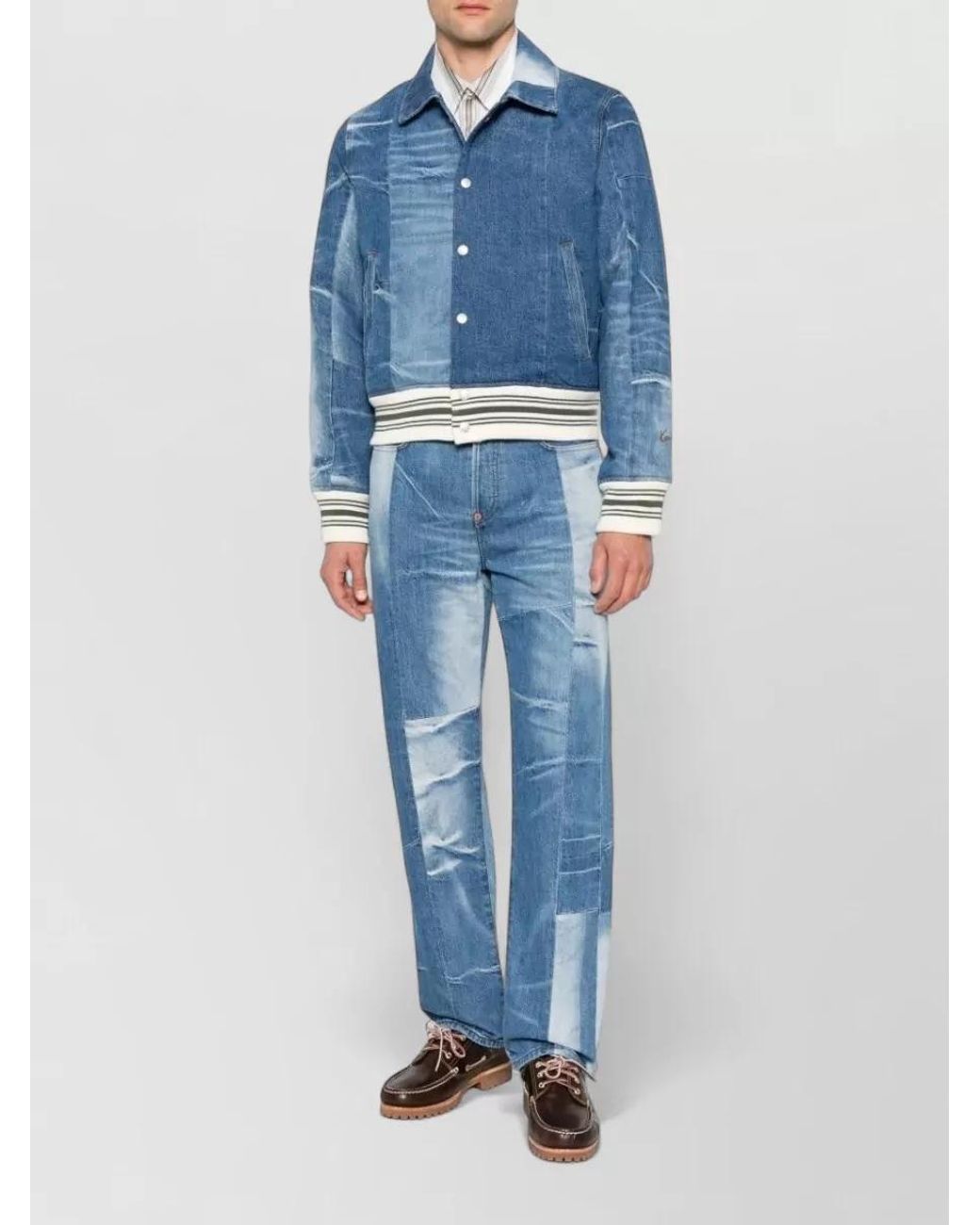 KENZO Blue Patchwork Straight-Leg Jeans for men