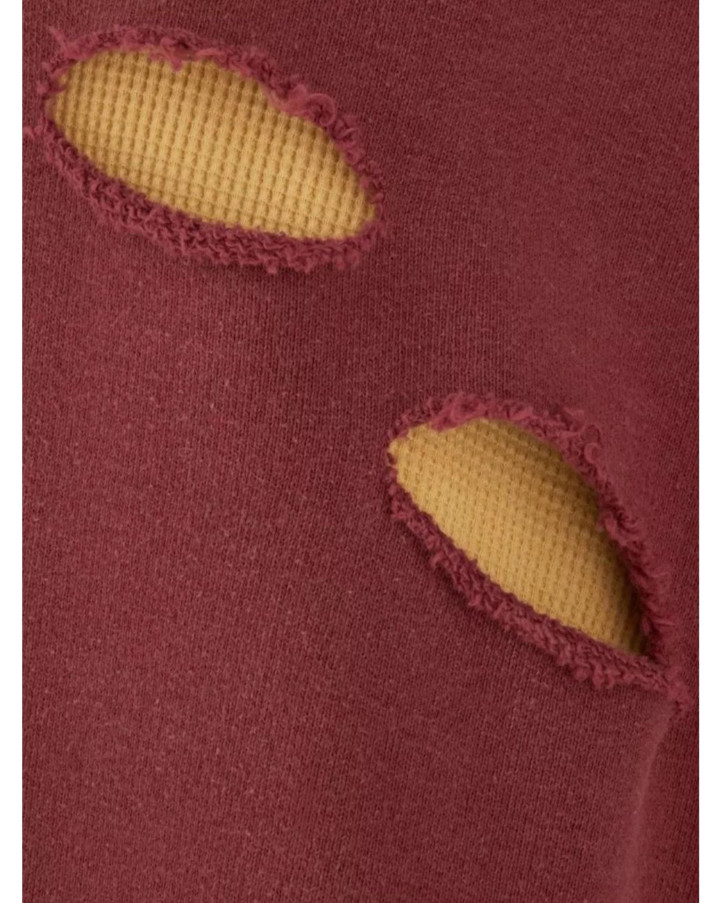 Maison Margiela Red Cotton Oversized Ribbed Crew-Neck Sweatshirt for men