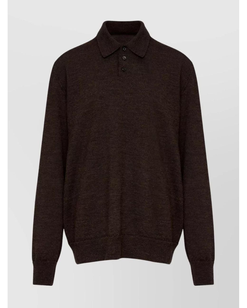 Maison Margiela Black Wool Knitted Long-Sleeve Polo Shirt for men