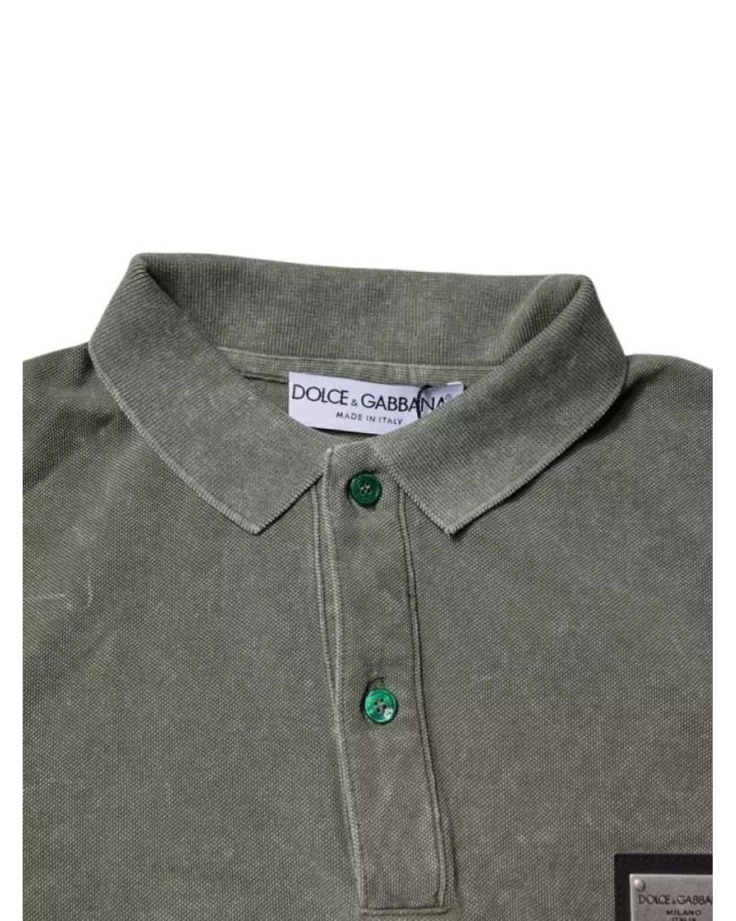Dolce & Gabbana Gray Cotton Relaxed-Fit Short-Sleeve Polo Shirt for men