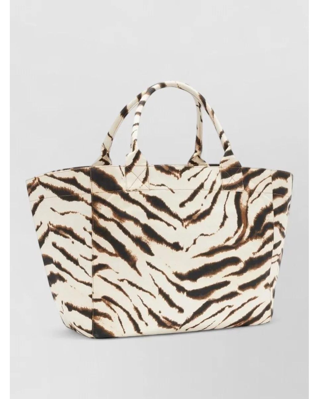 Ganni Metallic Cabas Xxl Canvas Zebra-Print Tote Bag