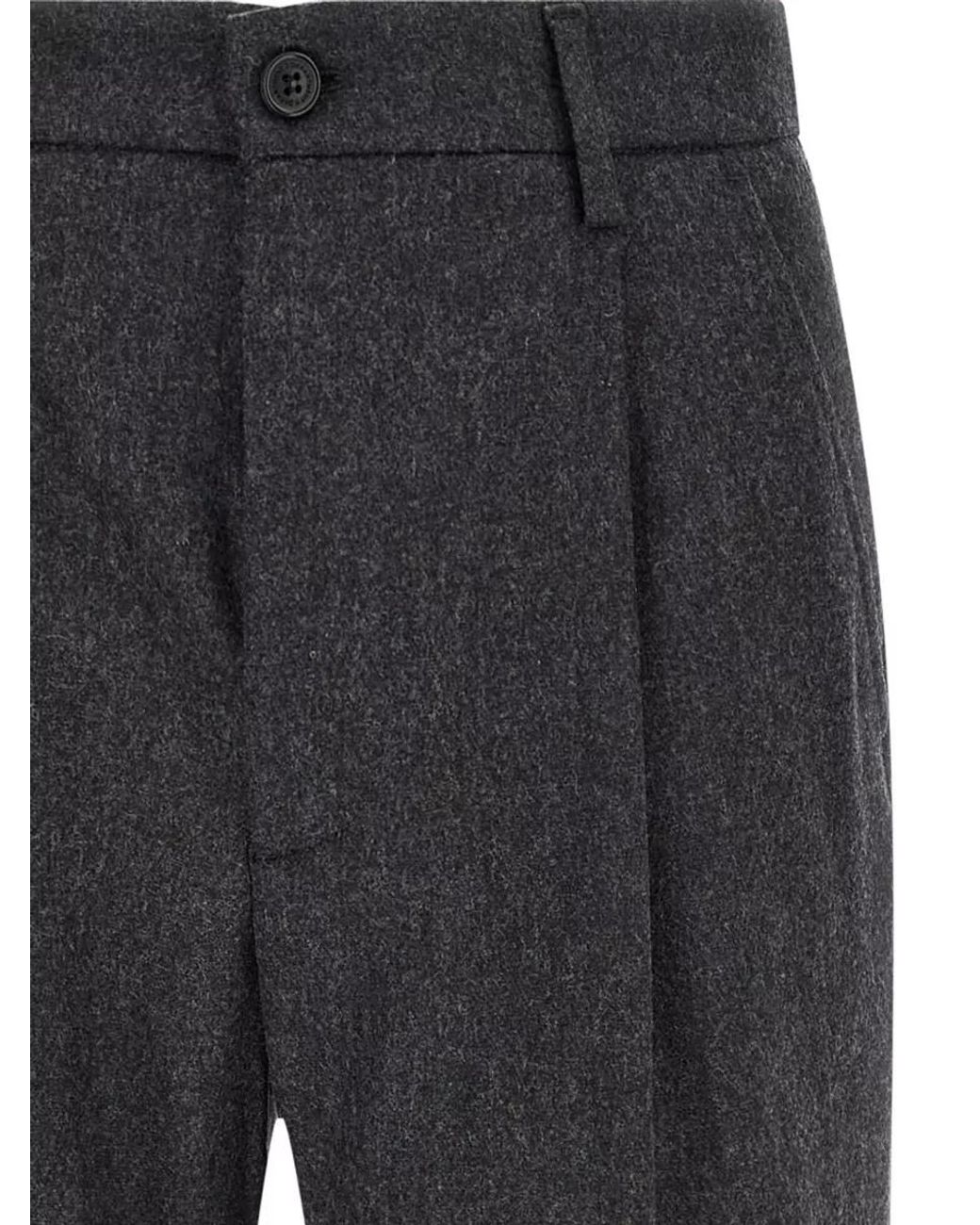 Department 5 Gray Cashmere Wide-Leg Pleated Trousers for men