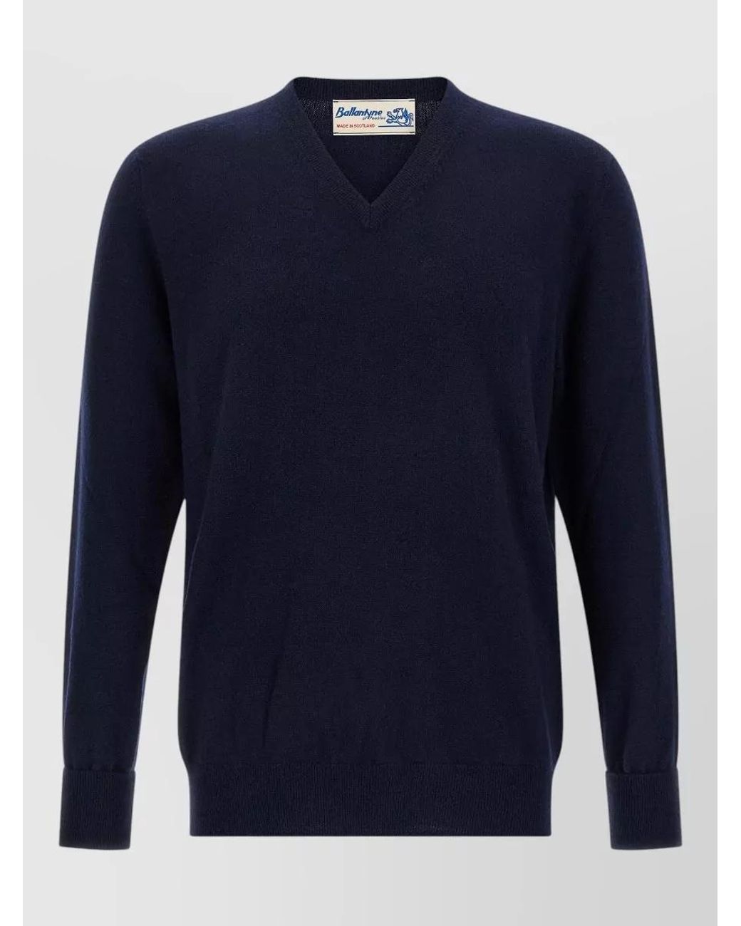 Ballantyne Blue Cashmere V-Neck Jumper for men