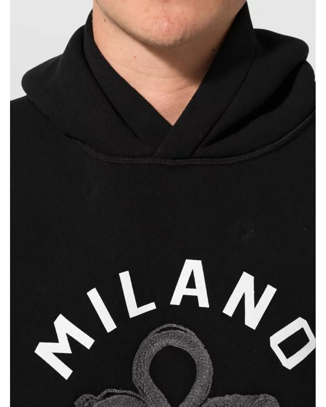 Dolce & Gabbana Black Cotton Milano1984 Print Hoodie for men