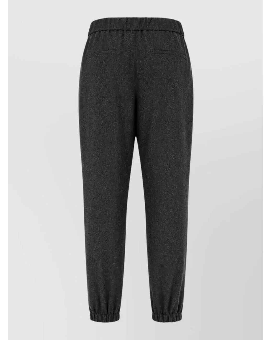 Giorgio Armani Black Wool Silk Cashmere Stretch Relaxed-Fit Pants