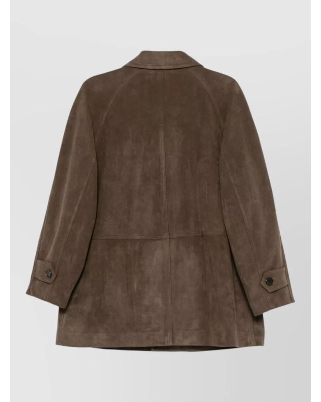DUNST Brown Leather Single-Breasted Coat