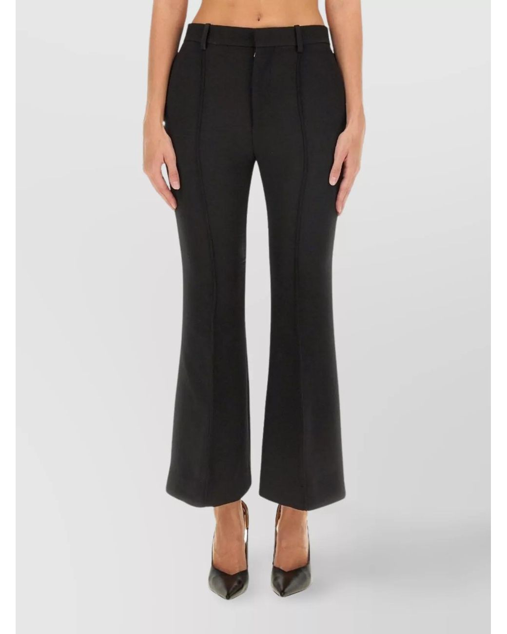 Bottega Veneta White Wool Regular-Fit Flared Trousers