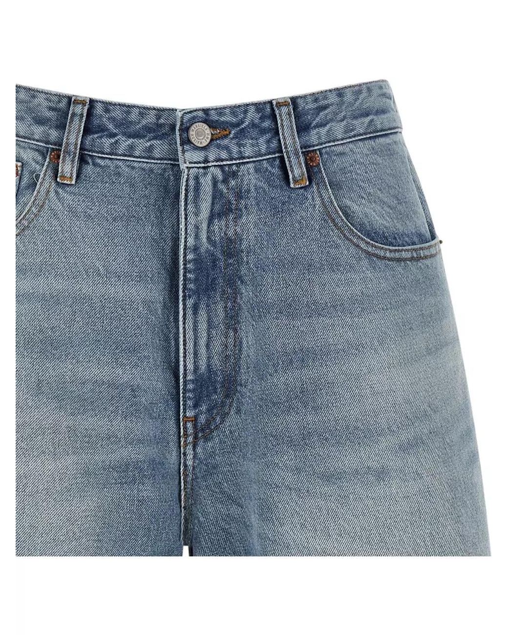 MM6 by Maison Margiela Blue Denim Wide-Leg Knee-Length Bermuda Shorts