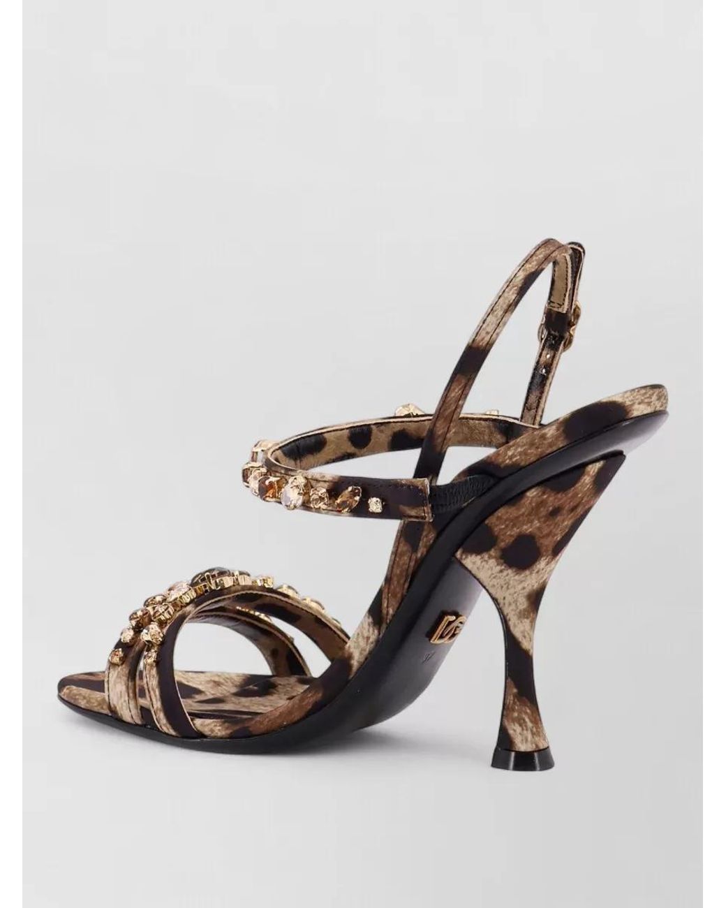 Dolce & Gabbana Metallic Leopard-Print Satin Sandals