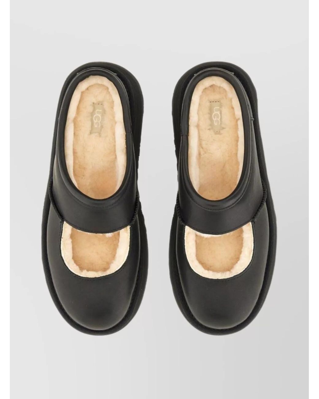 Ugg Black Leather Mary Jane Lace-Up Shoes