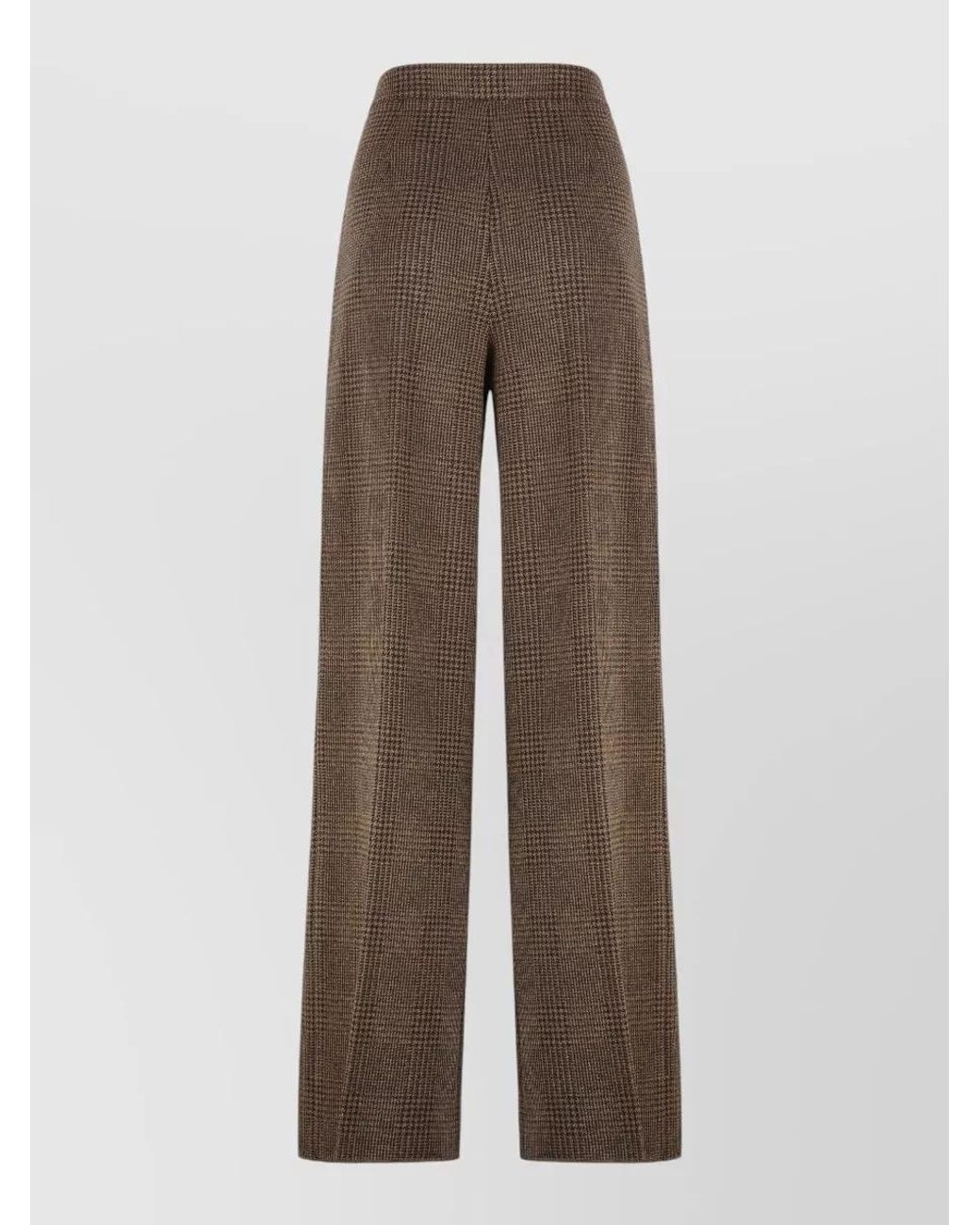 Max Mara Brown Checked Wide-Leg Trousers