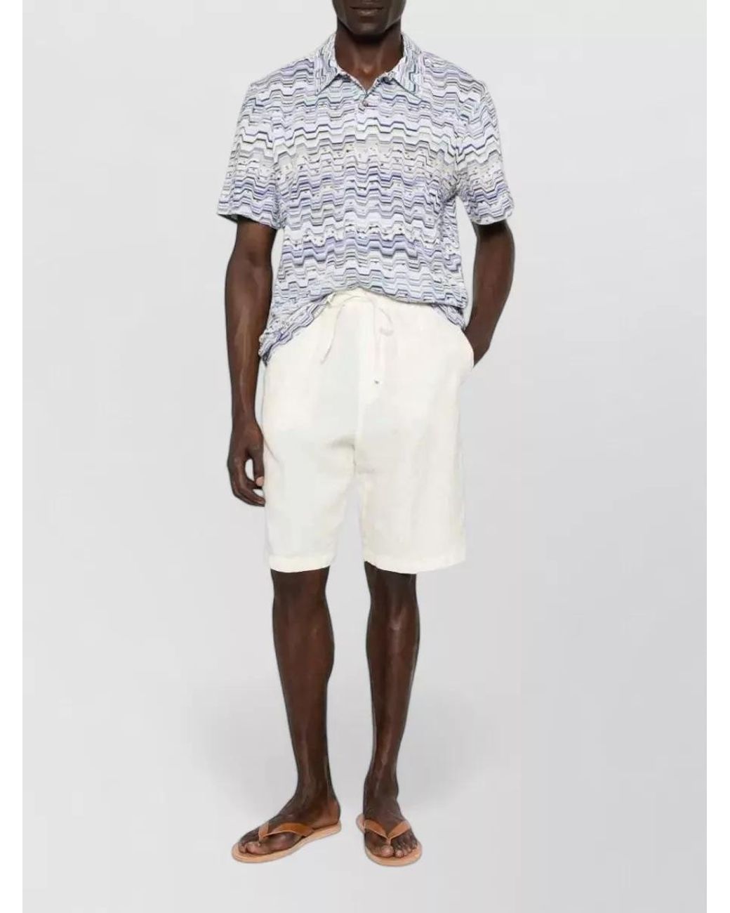 Missoni Gray Cotton Zigzag Short-Sleeve Polo Shirt for men