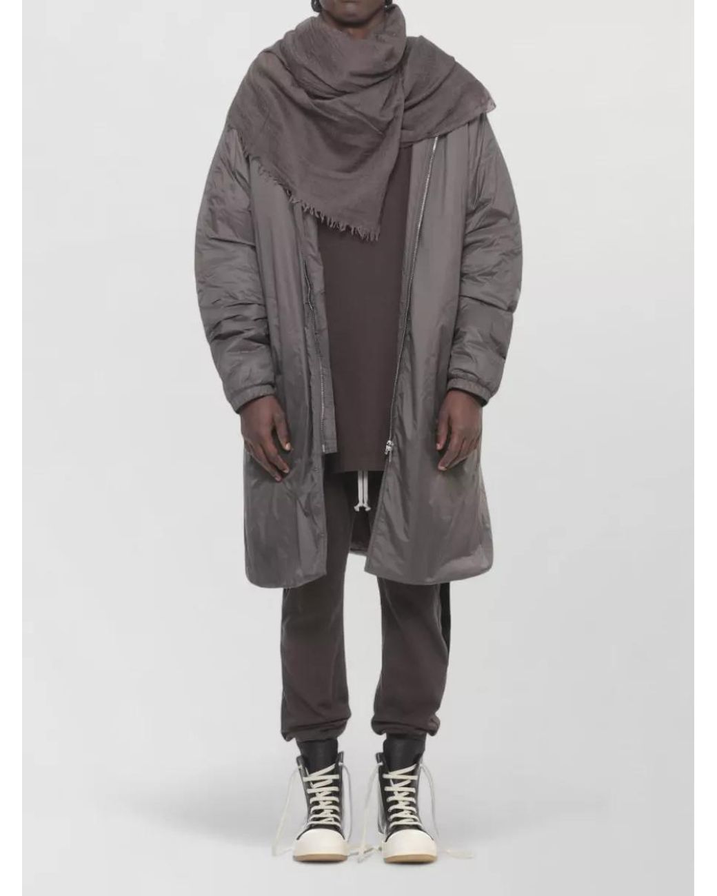 Rick Owens Brown Silk Wool Cashmere Scarf for men