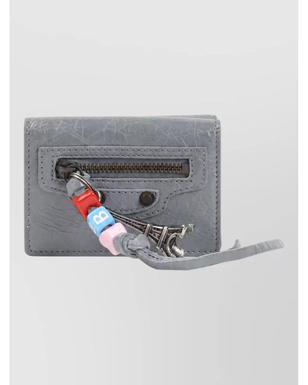 Balenciaga Gray Lamb Leather Mini Wallet