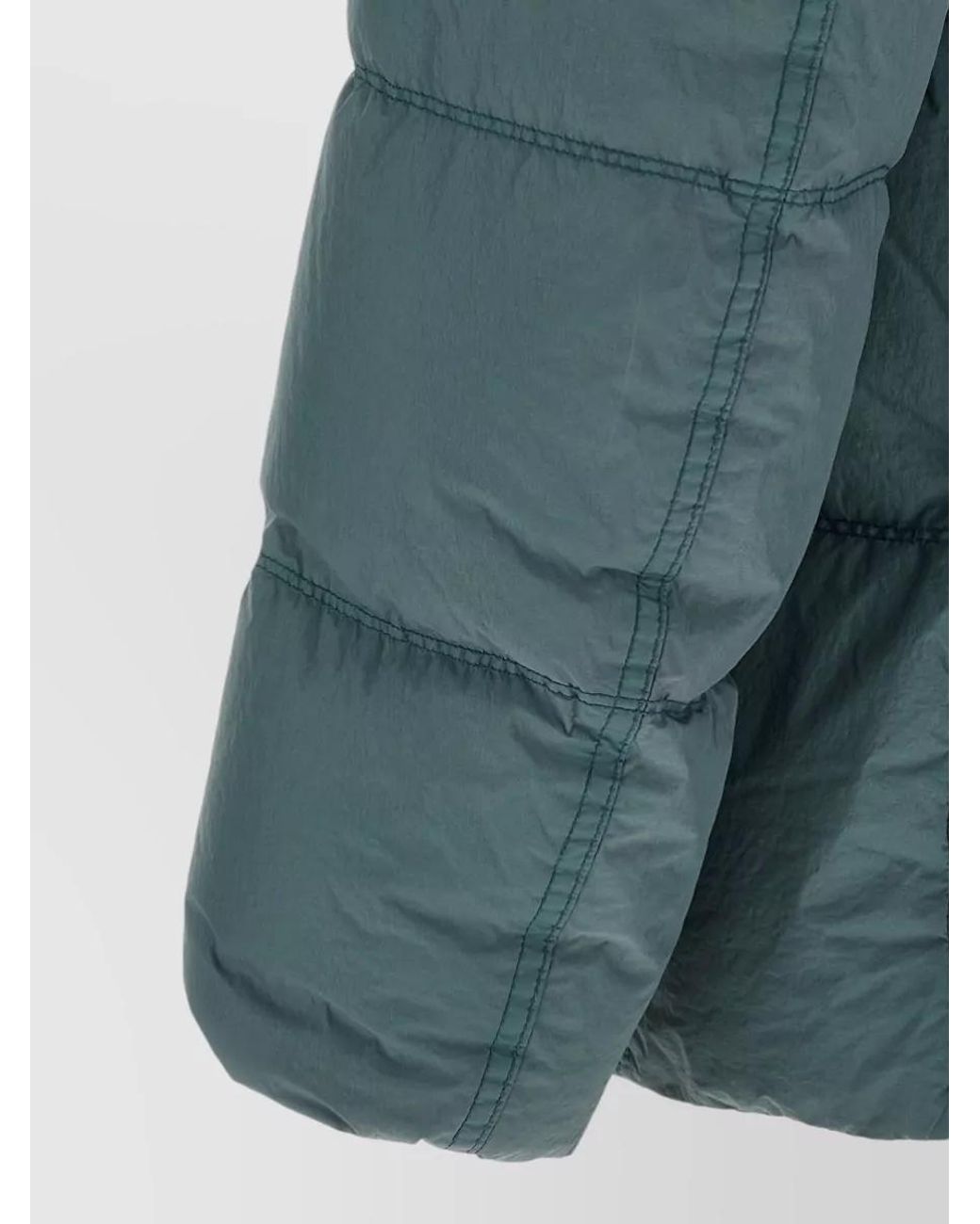 Stone Island Green Down Hooded Quilted Puffer Jacket for men