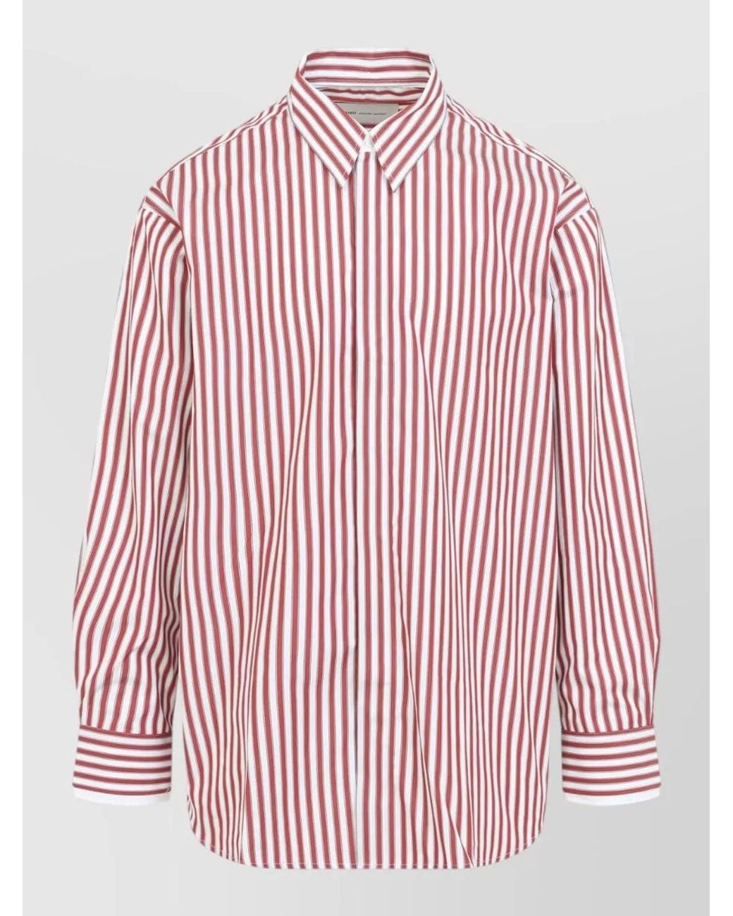 AMI Pink Striped Oversized Cotton Shirt for men