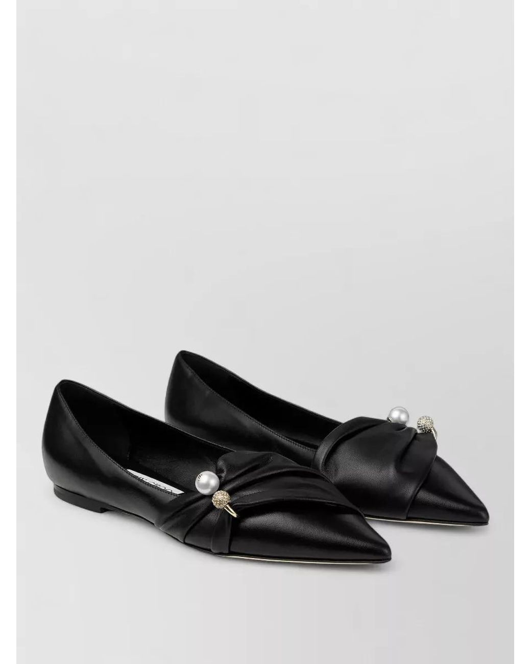 Jimmy Choo Black Leather Ballerina Loafers